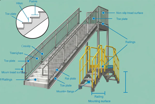نرده راه پله فلزی 